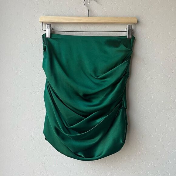 The Sei Emerald Green Silk Ruched Mini Skirt Size 4‎ - Picture 6 of 8